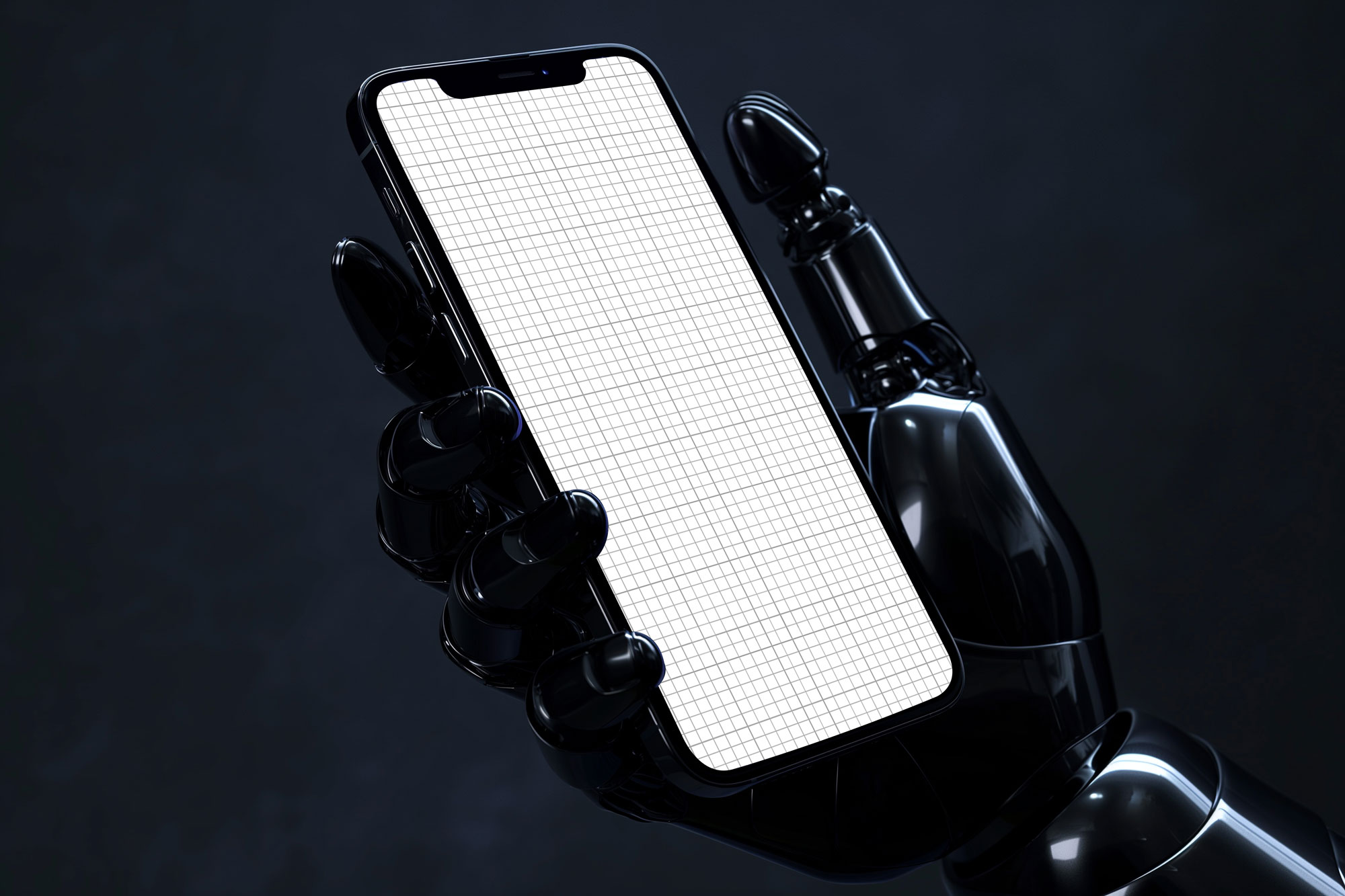 Free Download Phone mockup in robot hand