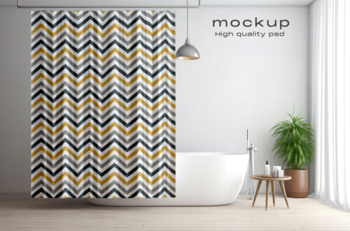 Free Download Photoshop shower curtain mockup