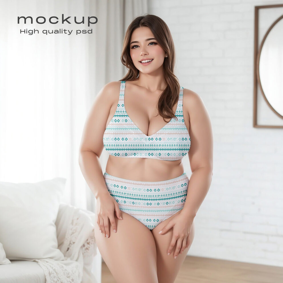 Free Download Plus-size woman lingerie design mockup