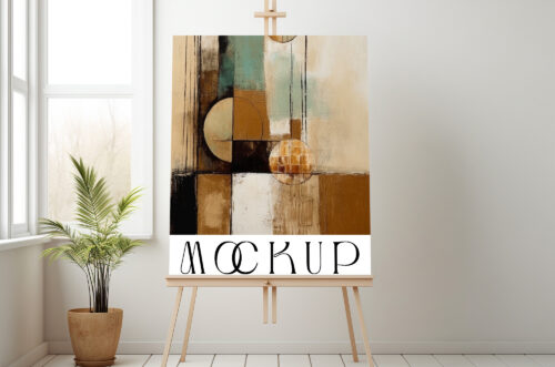Free Download Premium canvas mockup on easel