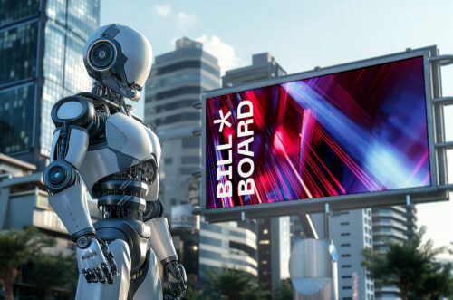 Free Download Robot Billboard tv mockup