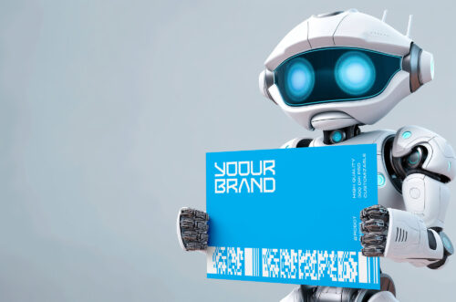 Free Download Robot with paper mockup