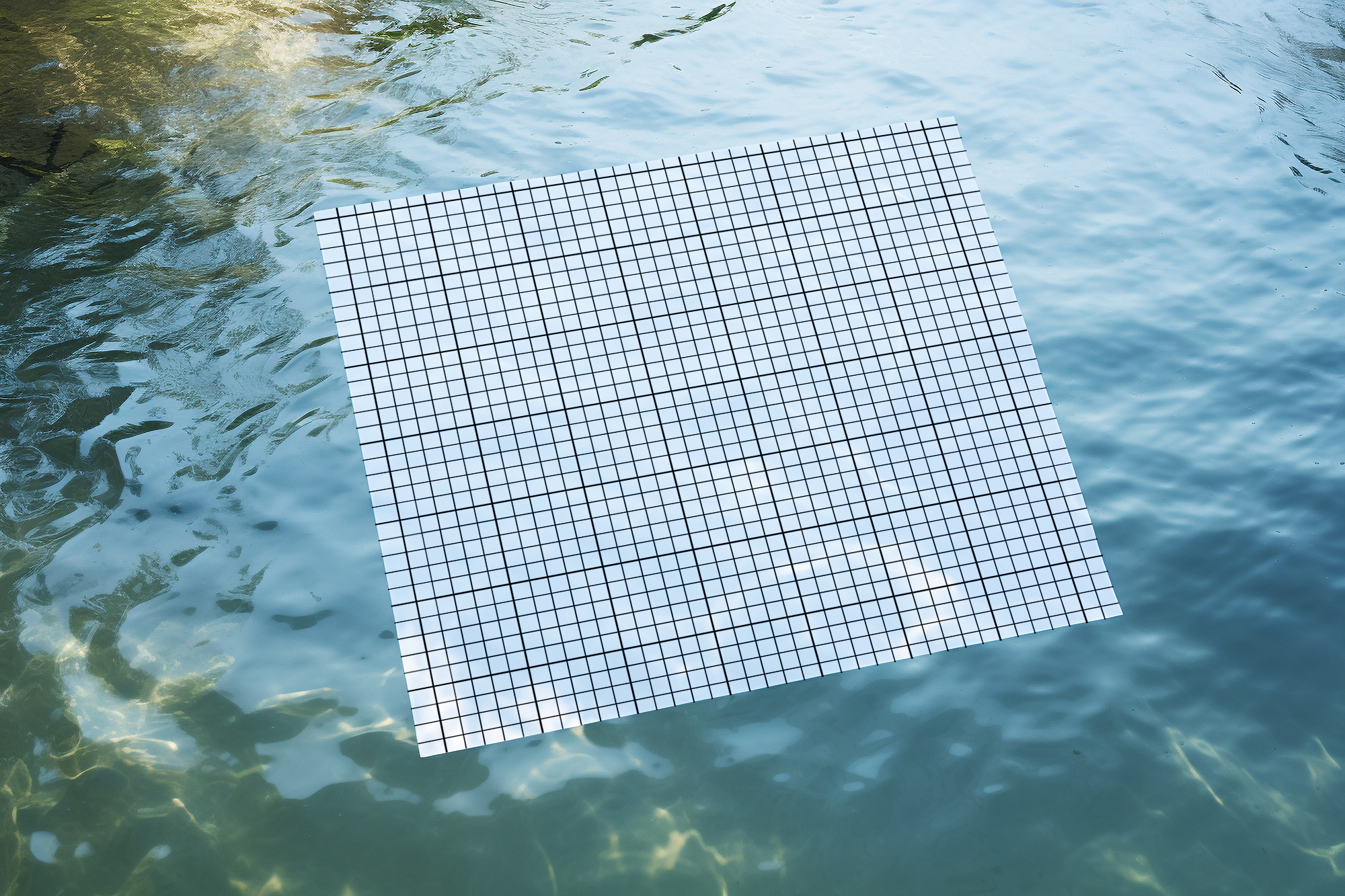 Free Download Square paper mockup floating on water