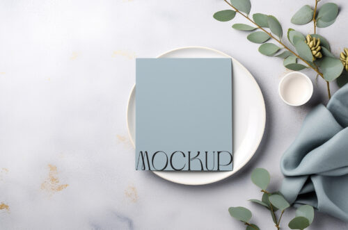 Free Download Square paper mockup template in plate