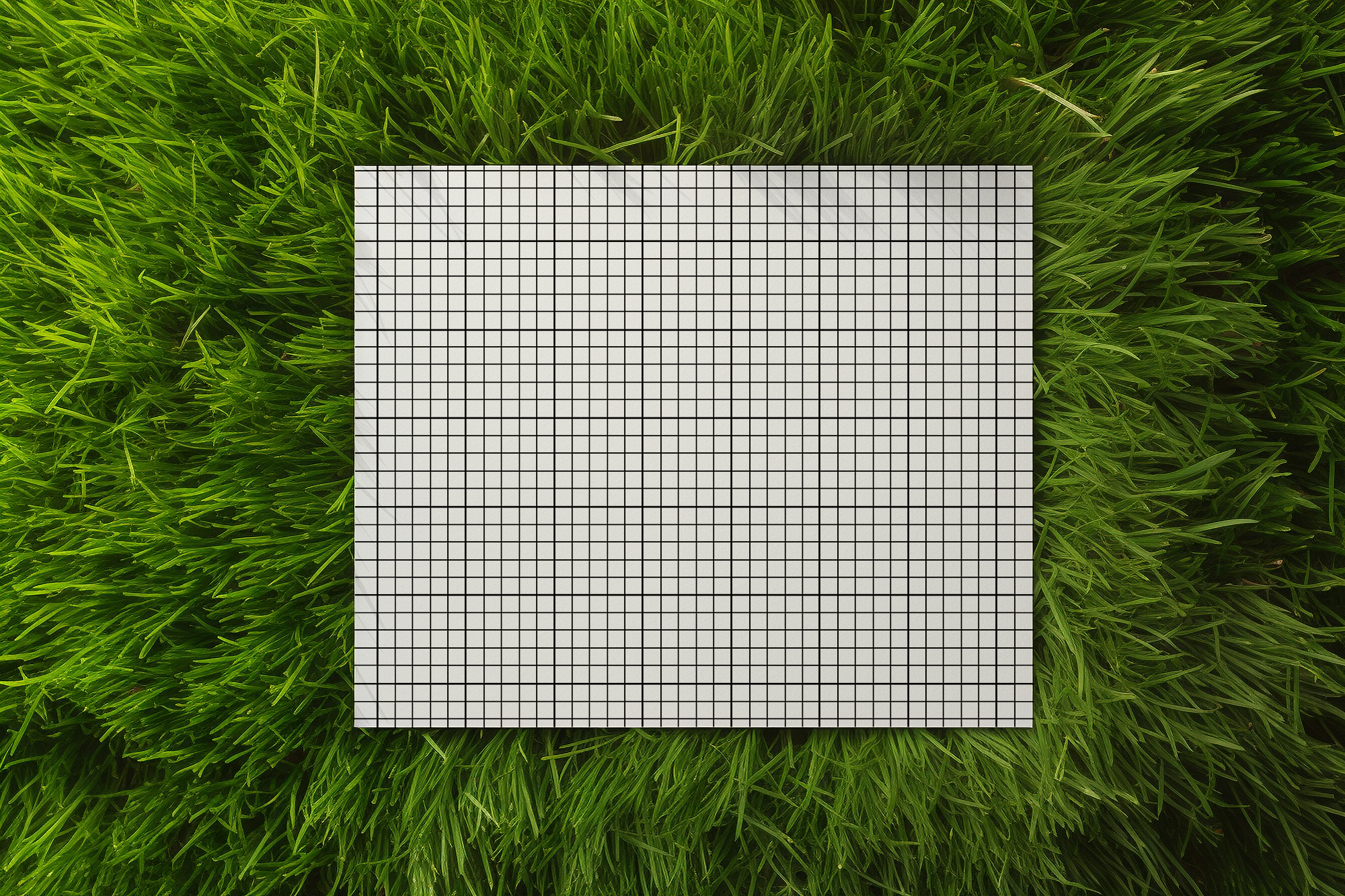 Square photoshop paper mockup on grass