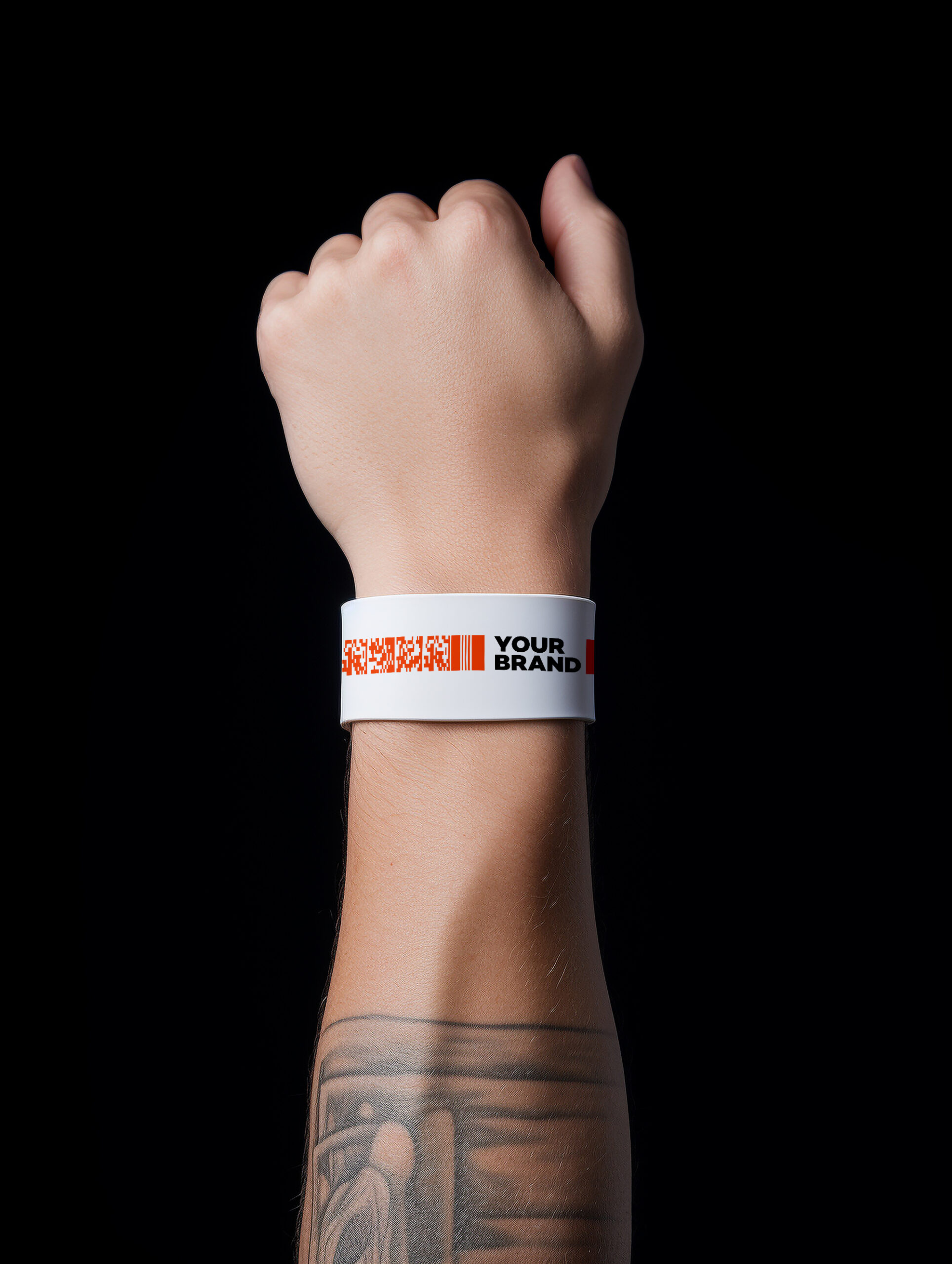 Tattooed Man Wearing Wristband Template Mockup Daddy