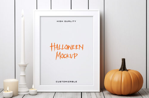 Free Download Ultra hd halloween frame PSD mockup