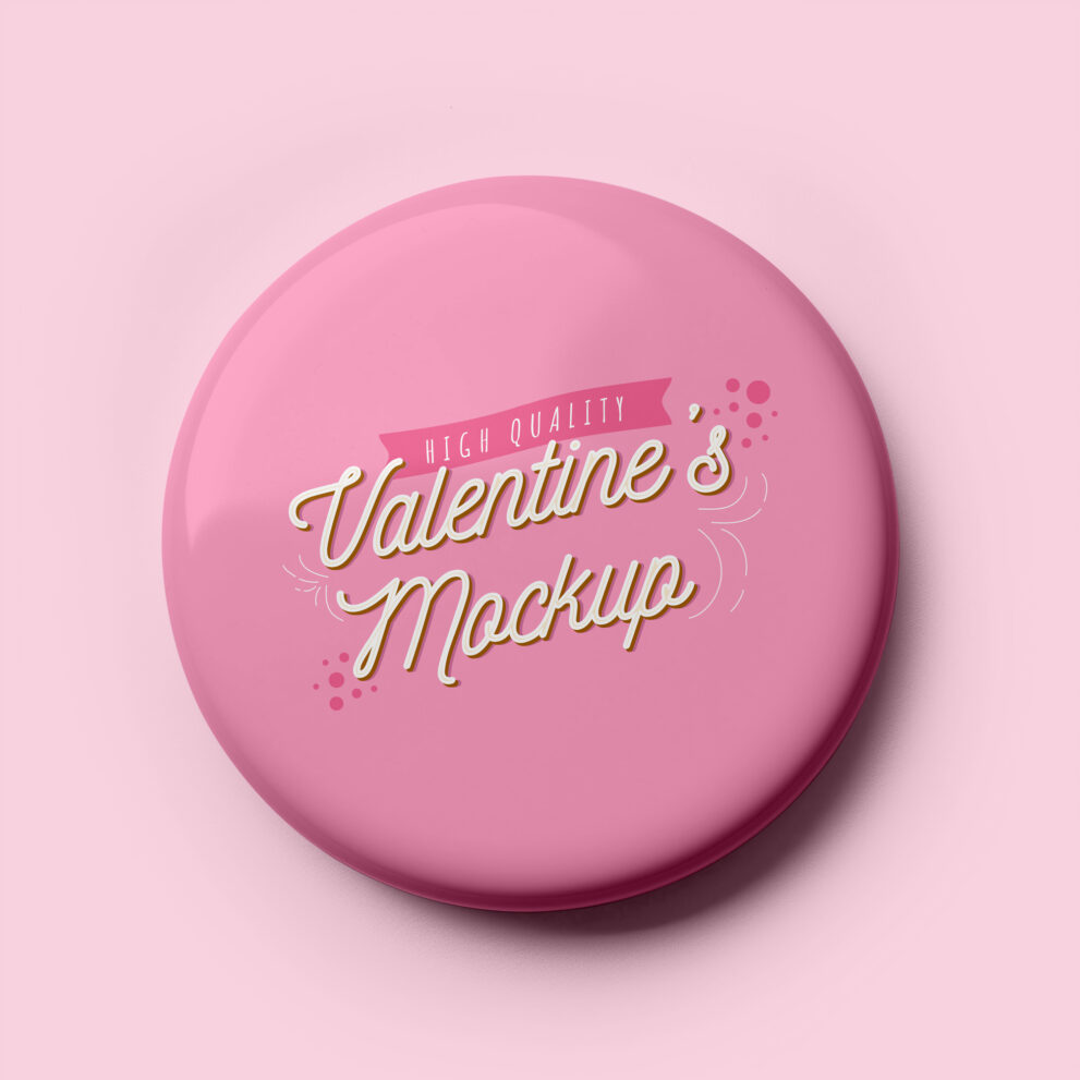 Free Download Valentine badge design PSD mockup