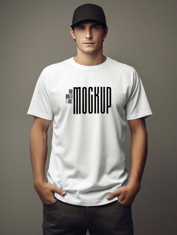 Young Men Wearing Casual T-shirt Mockup - Mockup Daddy