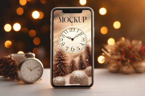 Free Download iphone mockup on christmas background